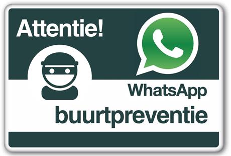 Bord WhatsApp buurtpreventie