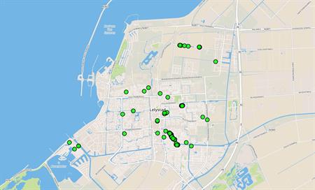 Kaart: bijzondere bomen in Lelystad. De kaart linkt naar de GIS applicatie van de Gemeente Lelystad